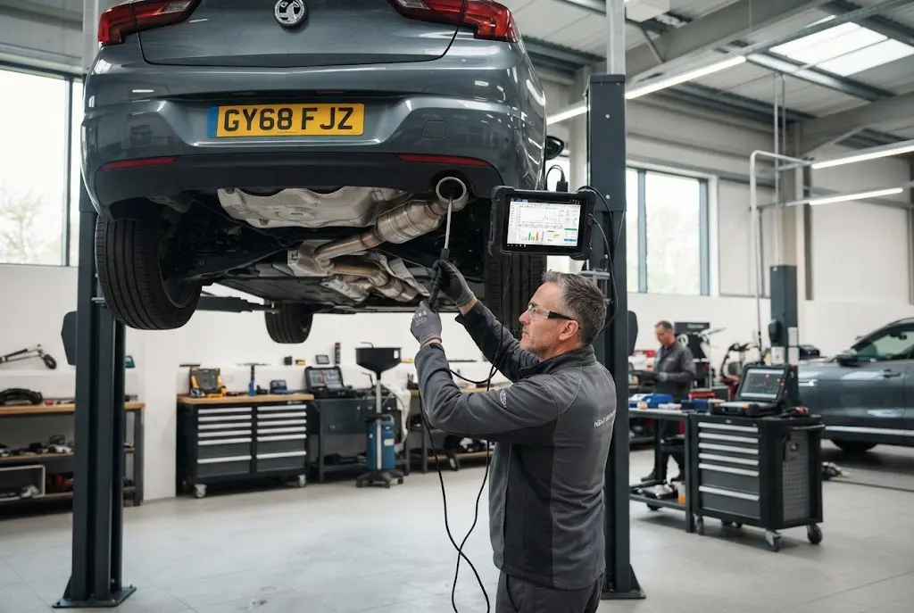 Auto exhaust repair with smart emissions monitoring and diagnostics